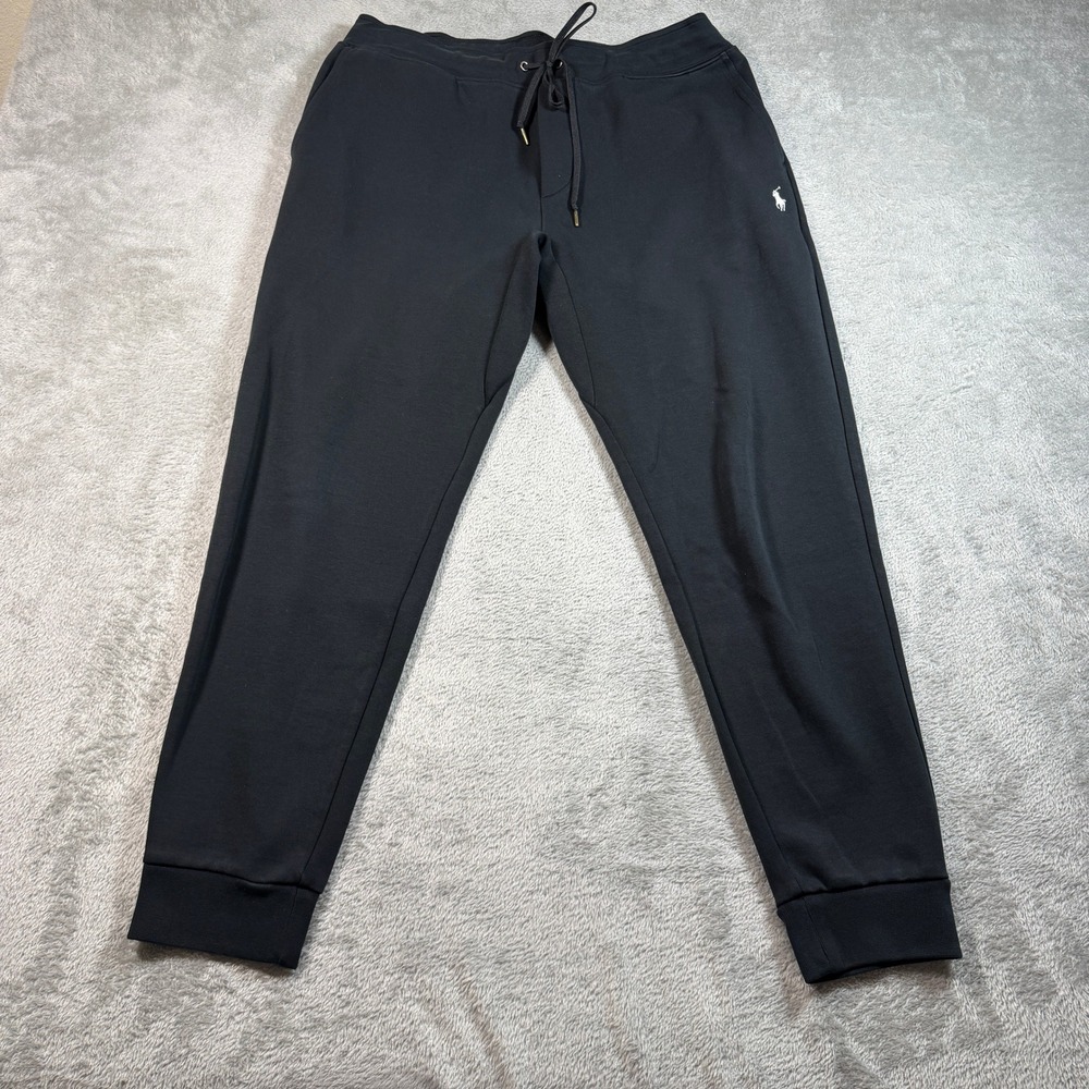 Polo Ralph Lauren Sweatpants Mens Large Black Double Knit Joggers Pony Logo